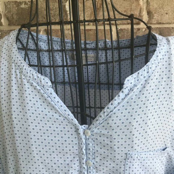 Comma Casual Identity Shirt Blouse Size 40 Hi Low Roll Tab Sleeves Blue … - Picture 2 of 13